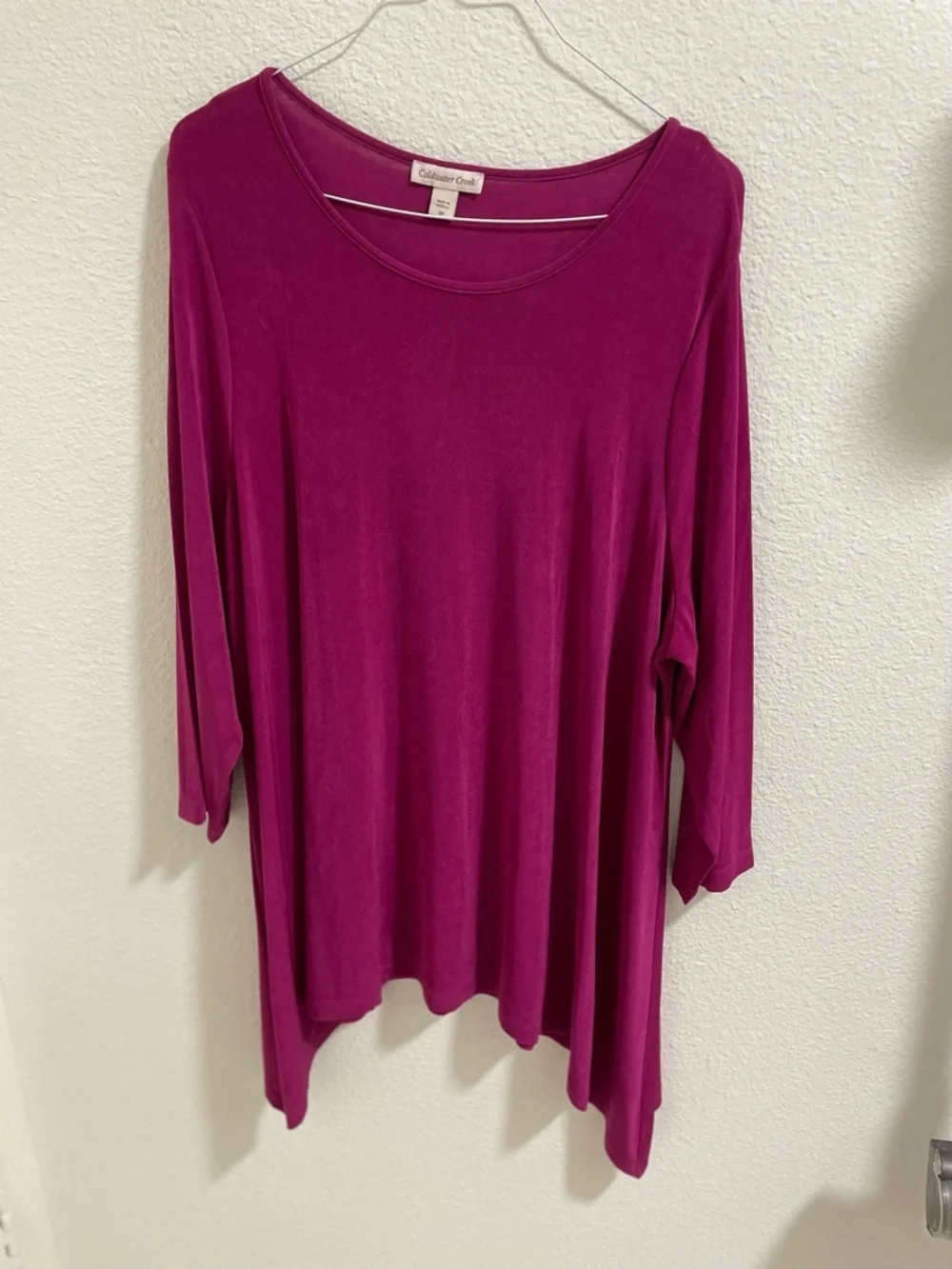 Coldwater Creek  Raspberry Scoop-Neck Long Sleeve Tunic Tee